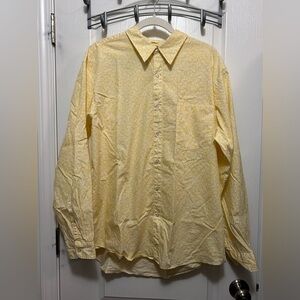 J‎ Crew Men’s long sleeve button down shirt Size L yellow white floral preppy